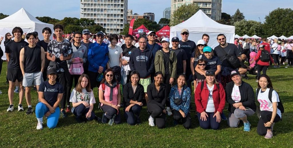 Informal outdoor picture of members of the 2024 Run for the Cure team of the Department of Economics