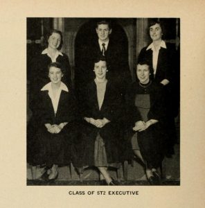 Archival picture of the 6 members of the class of 1952 executive members. Professor Andrew Watson is in the centre of the top row. 